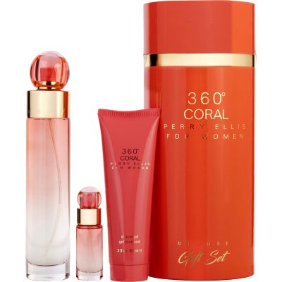 PERRY ELLIS 360 CORAL SET EAU DE PARFUM SPRAY 3.4 OZ SHOWER