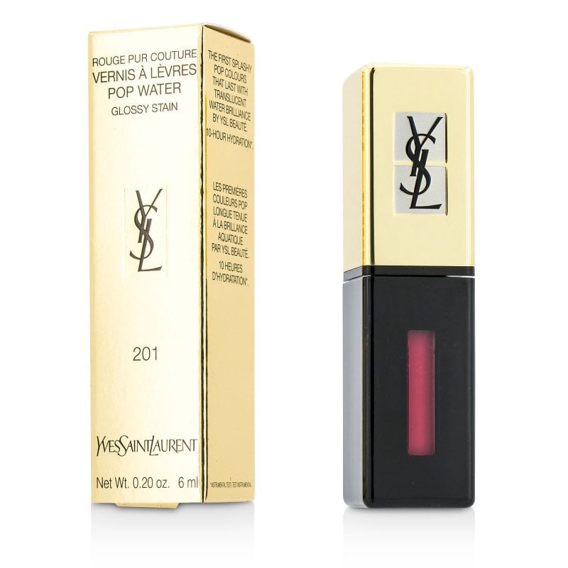 YVES SAINT LAURENT - Rouge Couture Vernis A Levres Pop Water Glossy Stain - #201 Dewy Red --6ml/0.2oz